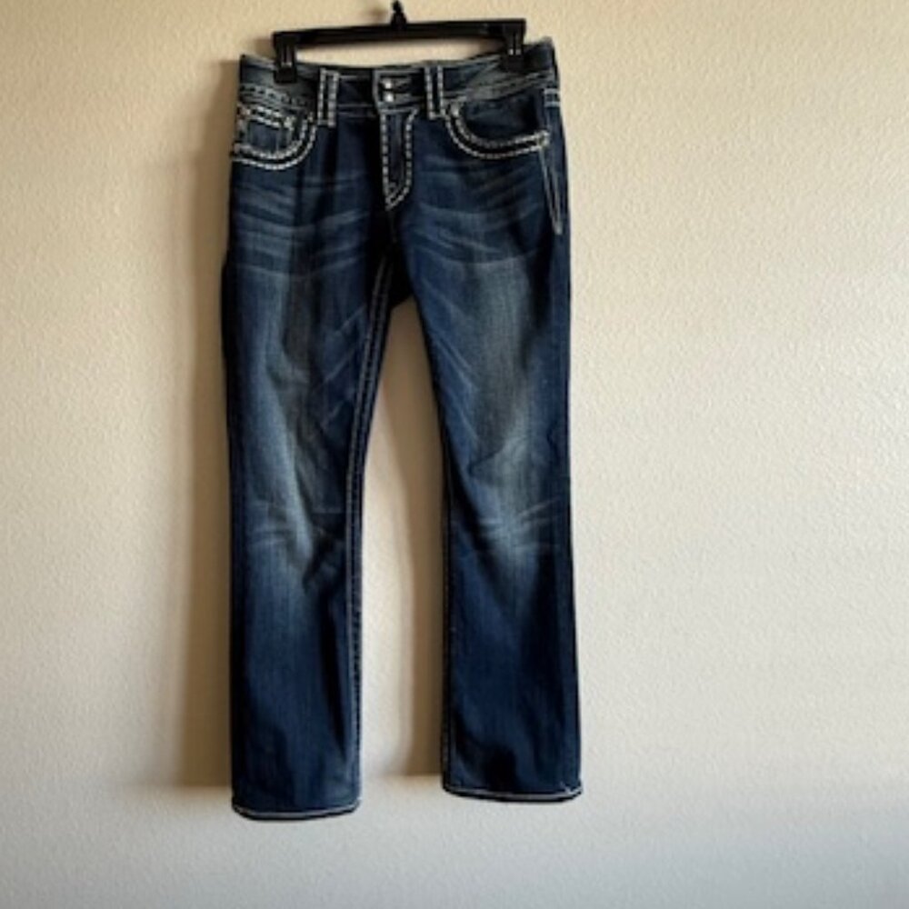 Miss Me Blue Embroidered Boot Cut Jeans